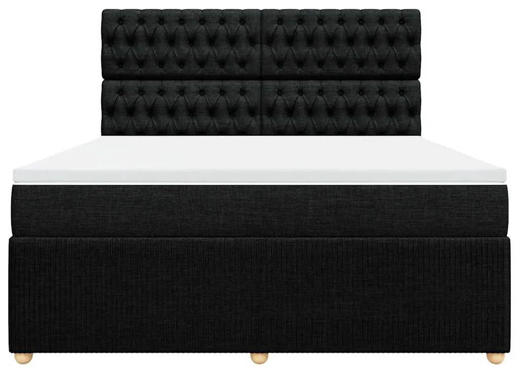 Cama com molas/colchão 180x200 cm tecido preto