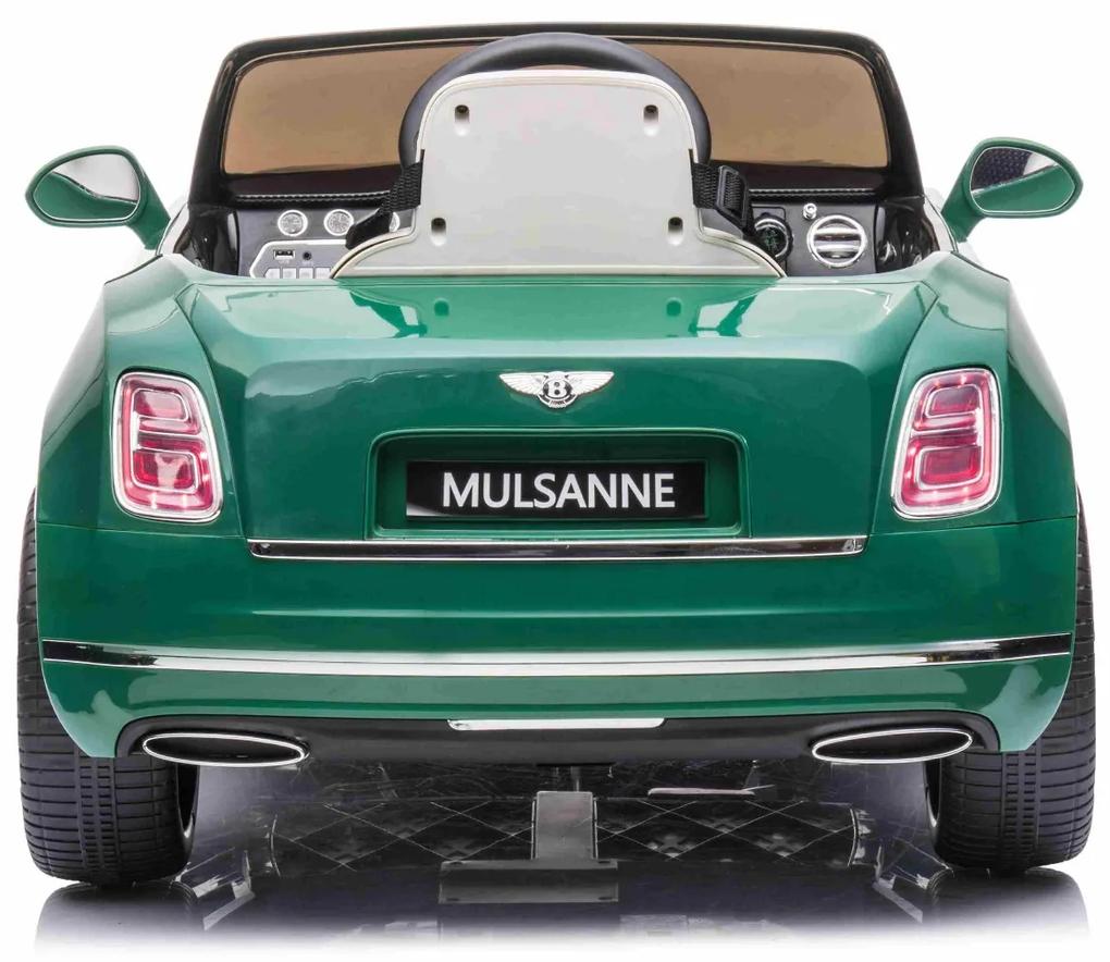 Carro elétrico para crianças Bentley Mulsanne 12V, assento em couro sintético, controle remoto de 2,4 GHz, rodas EVA, entrada USB/Aux, suspensão, bate