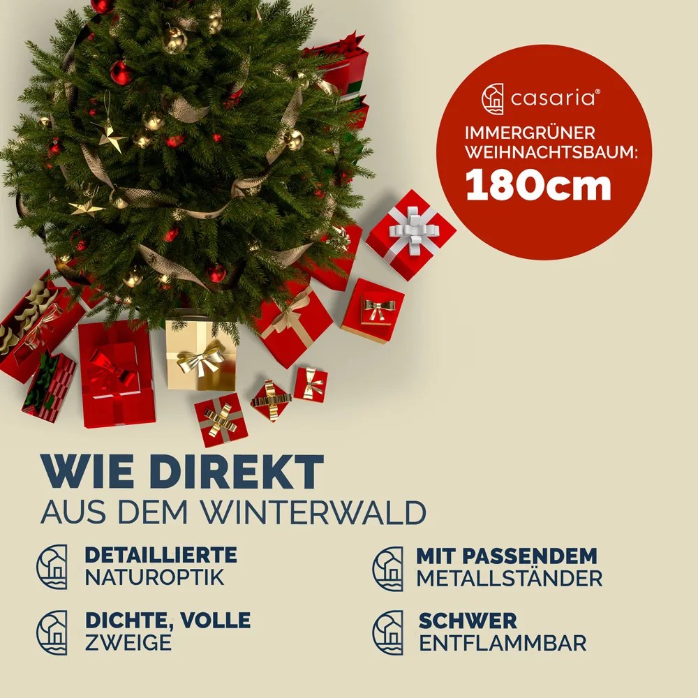 Árvore de Natal artificial de 180 cm Verde