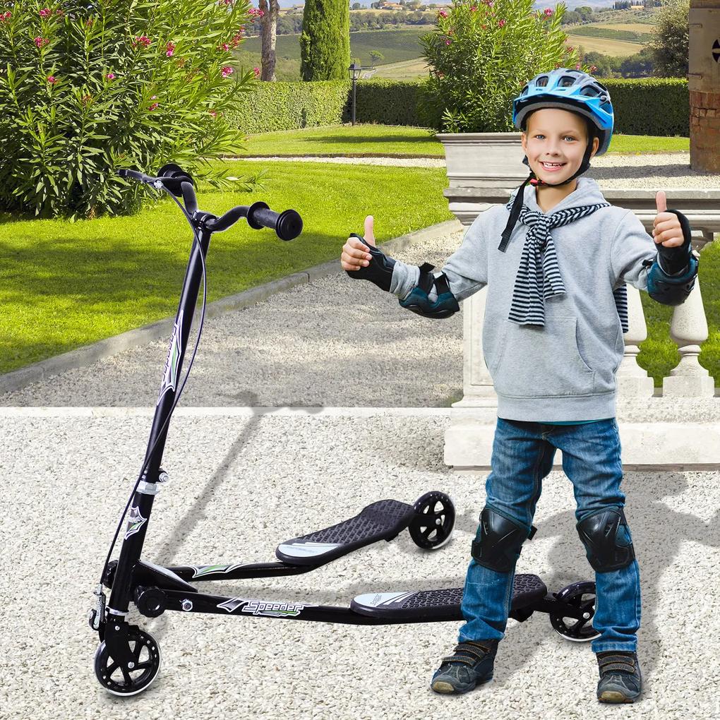 HomCom® Trotinete de 3 Rodas Dobrável para Crianças acima de 4 Anos com Travão Guiador ajustável Carga 60Kg Marco Aço