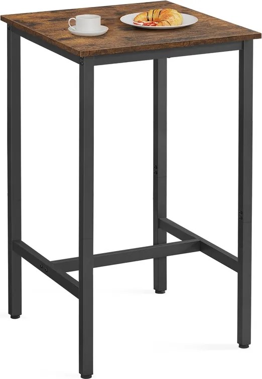 Mesa de bar com estrutura alta em aço 60 x 60 x 106 cm castanho vintage-preto