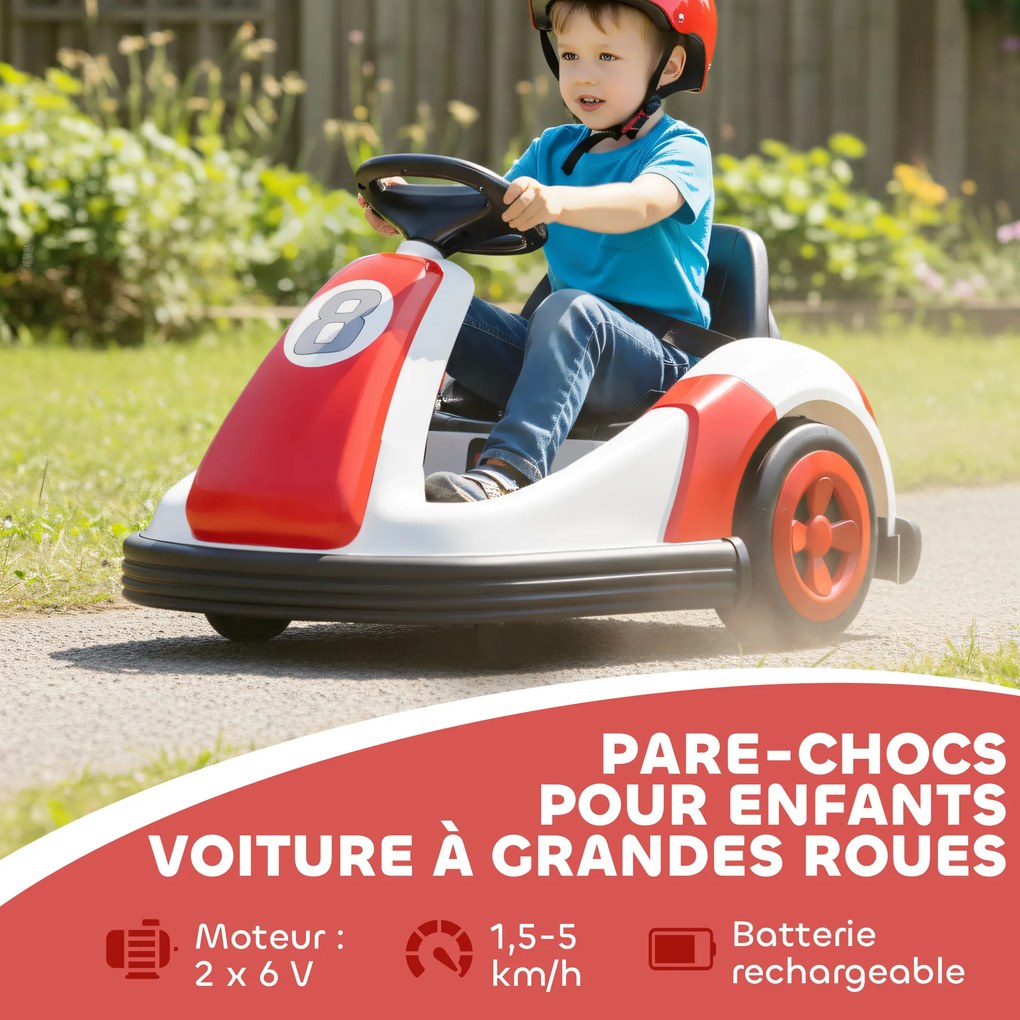 Carrinho de choque para crianças de 6 V, rotação de 360°, carro de choque elétrico para crianças 3-6 anos com motor duplo, música e buzina vermelho, b