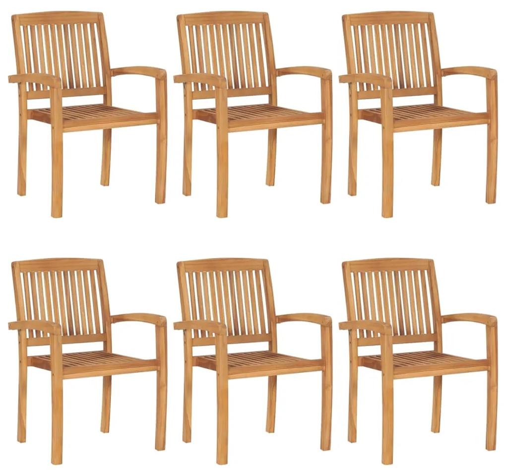 Cadeiras de jardim empiháveis 6 pcs madeira teca maciça