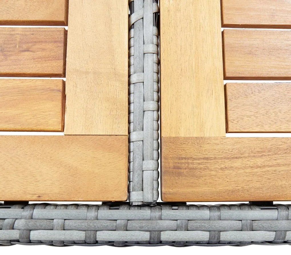 9 pcs conjunto bar p/ exterior vime PE madeira acácia cinzento