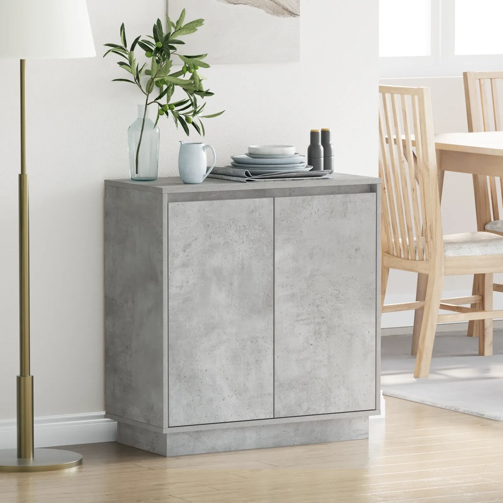 Buffet vidaXL com LED Cinza Concreto 71x34,5x75 cm de madeira engenheirada