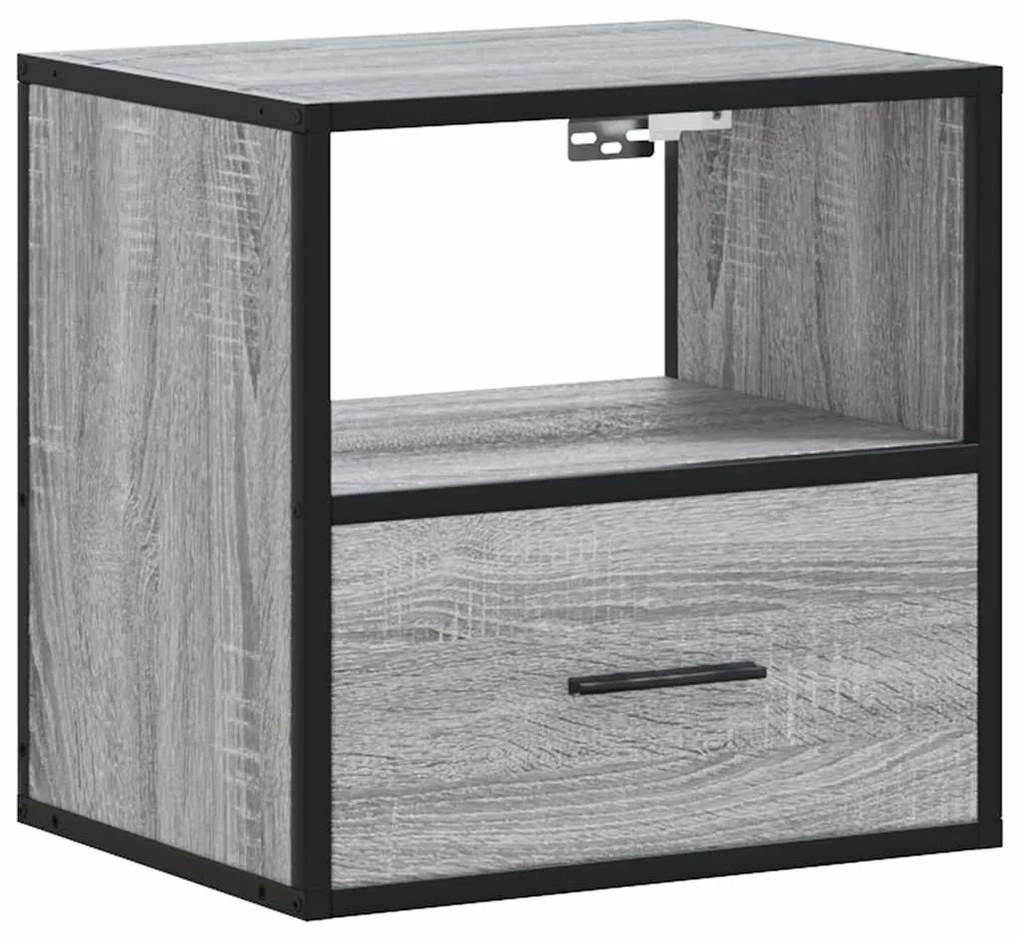 Mesas de cabeceira de parede 2 pcs 40x31x39,5cm cinzento sonoma