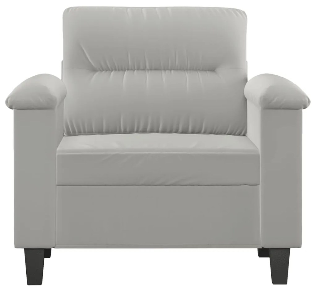 Poltrona tecido de microfibra 60 cm cinzento-claro