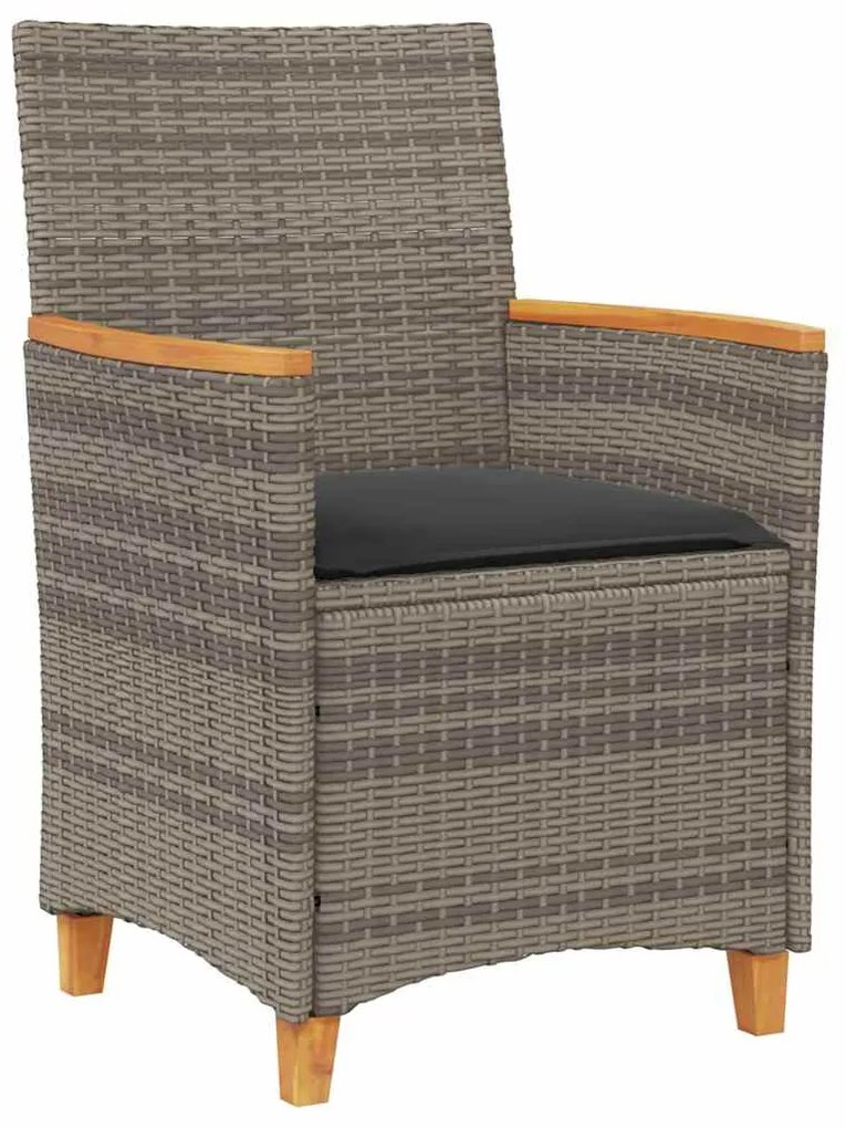 Conjunto de Jantar de Jardim com 5 Peças com Almofadas Cinza em Rattan