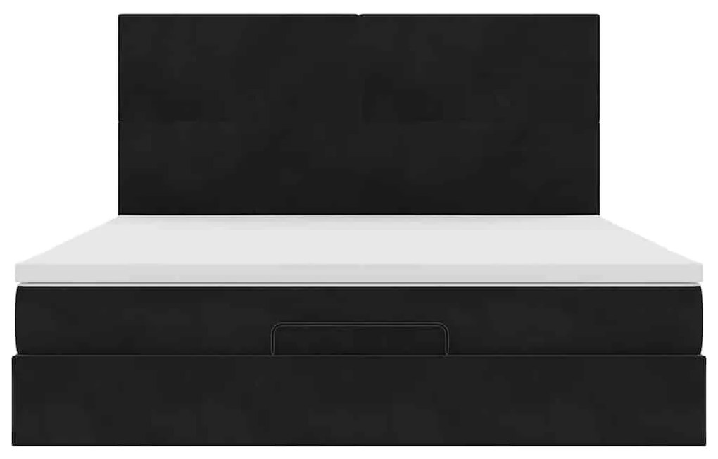 Estrutura de cama otomana com colchões 180x200cm veludo preto