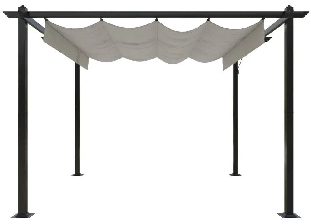 Gazebo de jardim com telhado retrátil 3x3 m cor creme