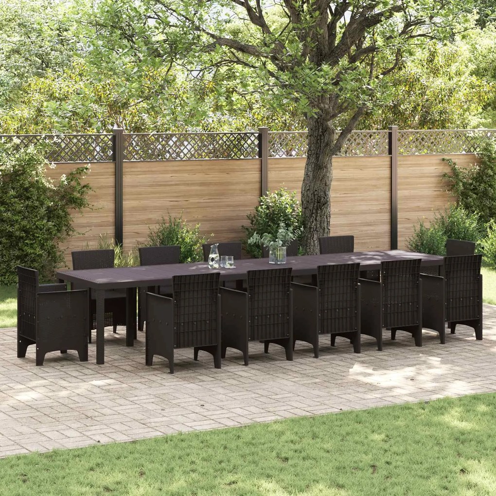 vidaXL Mesa de Jardim Castanho 400 x 100 x 73 cm vime PE