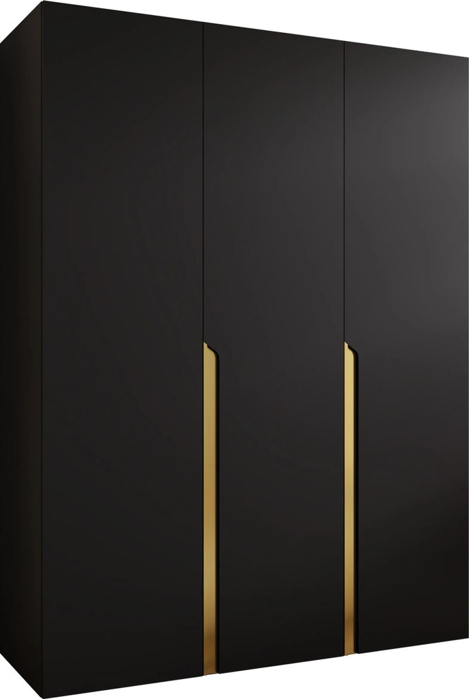 Roupeiro Hartford 580, Preto, Dourado, 202x150x52cm, 104.8 kg, Portas para roupeiro: Com dobradiças