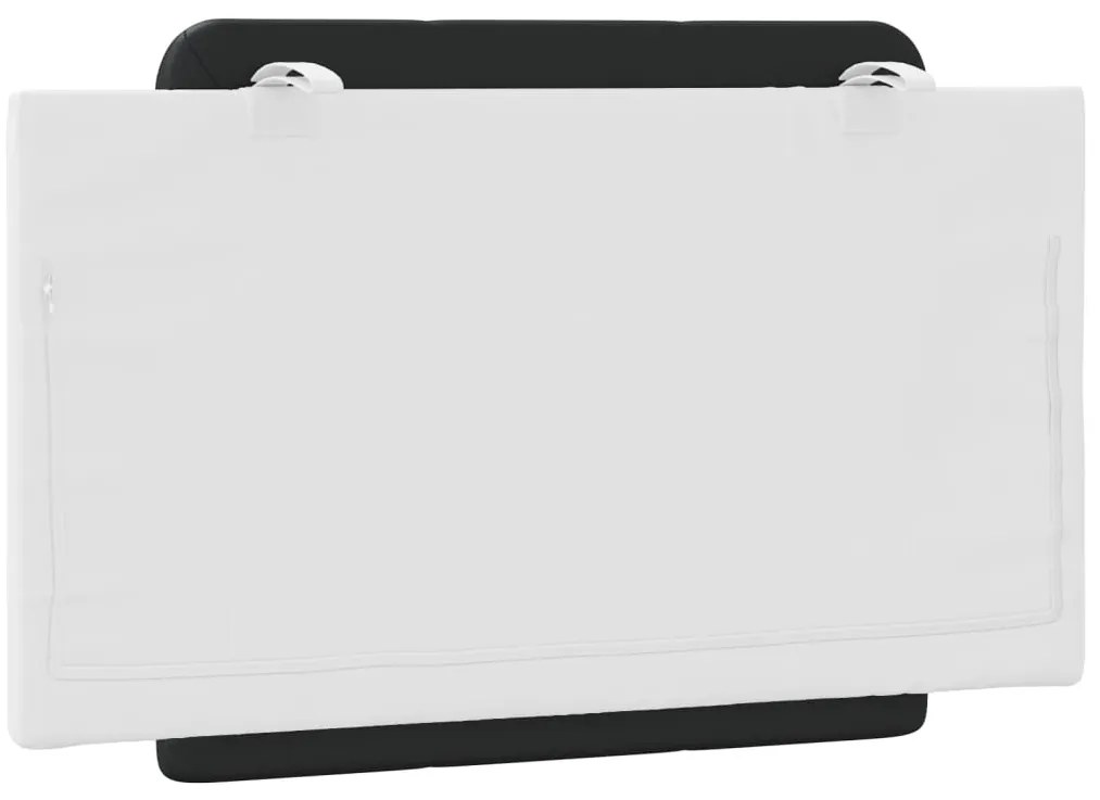 Almofadão de cabeceira 90 cm couro artificial preto e branco