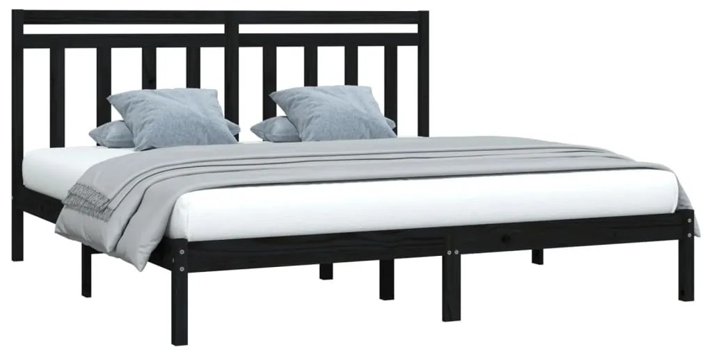 Estrutura de cama 200x200 cm madeira maciça preto