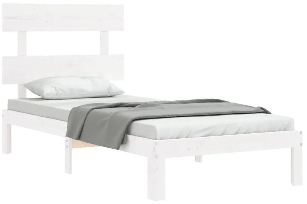 Cama sem colchão 90x200 cm madeira de pinho maciça branco
