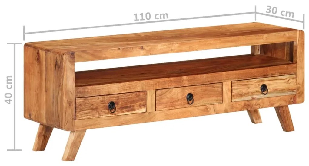 Móvel de TV 110x30x40 cm madeira de acácia maciça