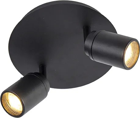 Foco moderno inteligente preto incluindo GU10 2-luzes IP44 - Ducha