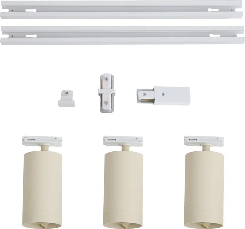 Sistema de iluminação de trilho moderno com 3 focos branco com bege 1-fase GU10 70mm - Iconic Jeana Luxe