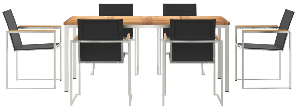 Conjunto de Jantar para o Jardim vidaXL 7 Peças em Madeira de Teca Sól