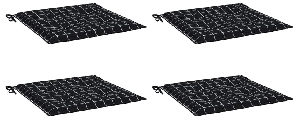 Almofadões p/ cadeira 4pcs 50x50x3cm tecido xadrez preto