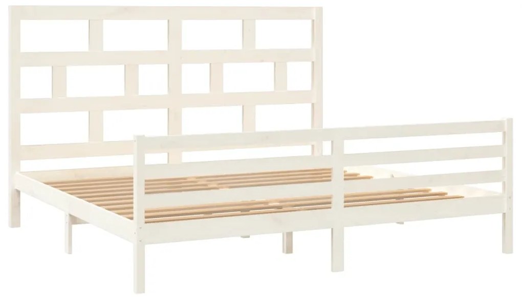 Estrutura de cama 200x200 cm madeira de pinho maciça branco