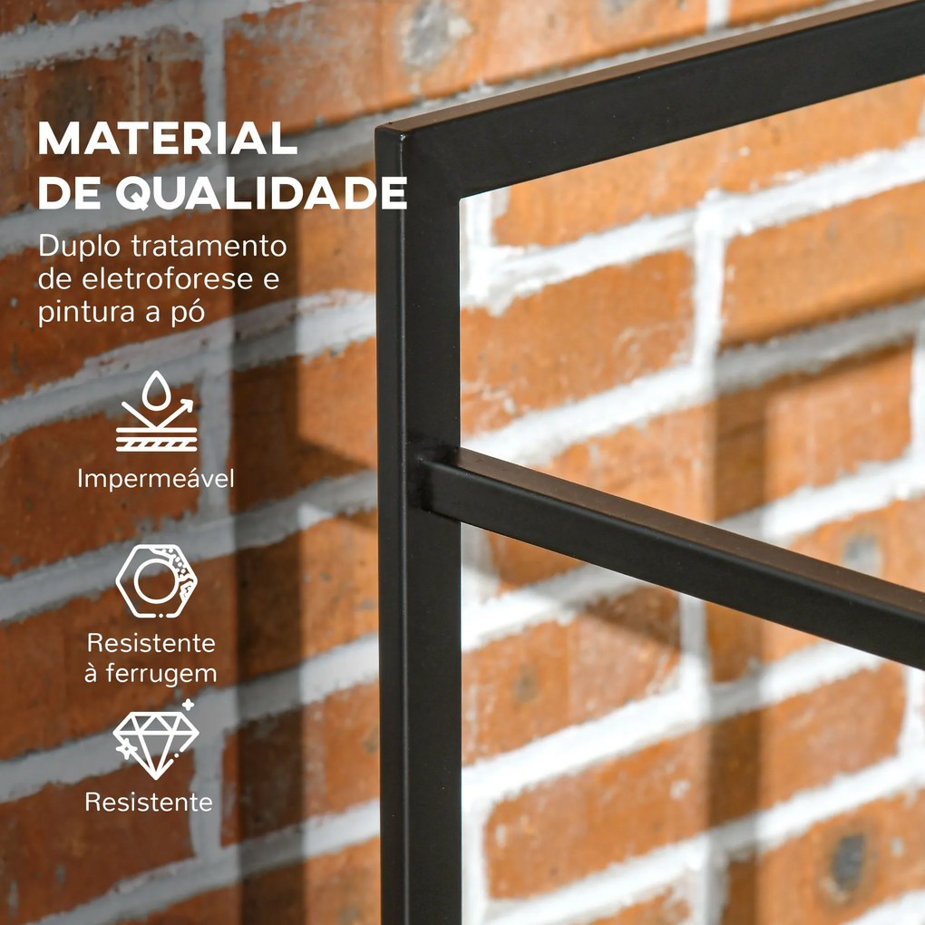 Suporte para Lenha de Metal Prateleira de Armazenamento para Empilhar Troncos 50x30x100 cm Preto