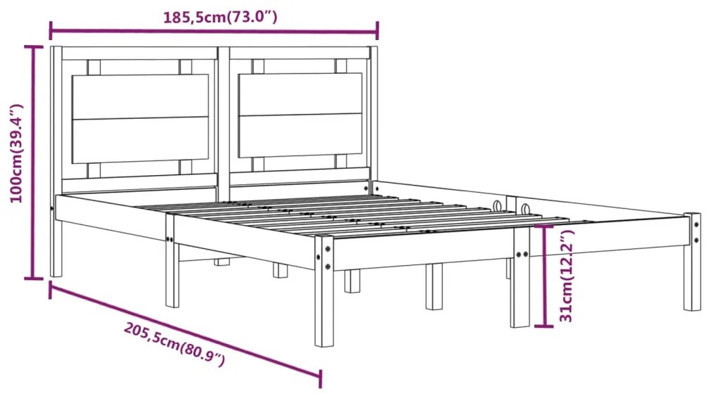 Estrutura de cama super king 180x200 cm madeira maciça