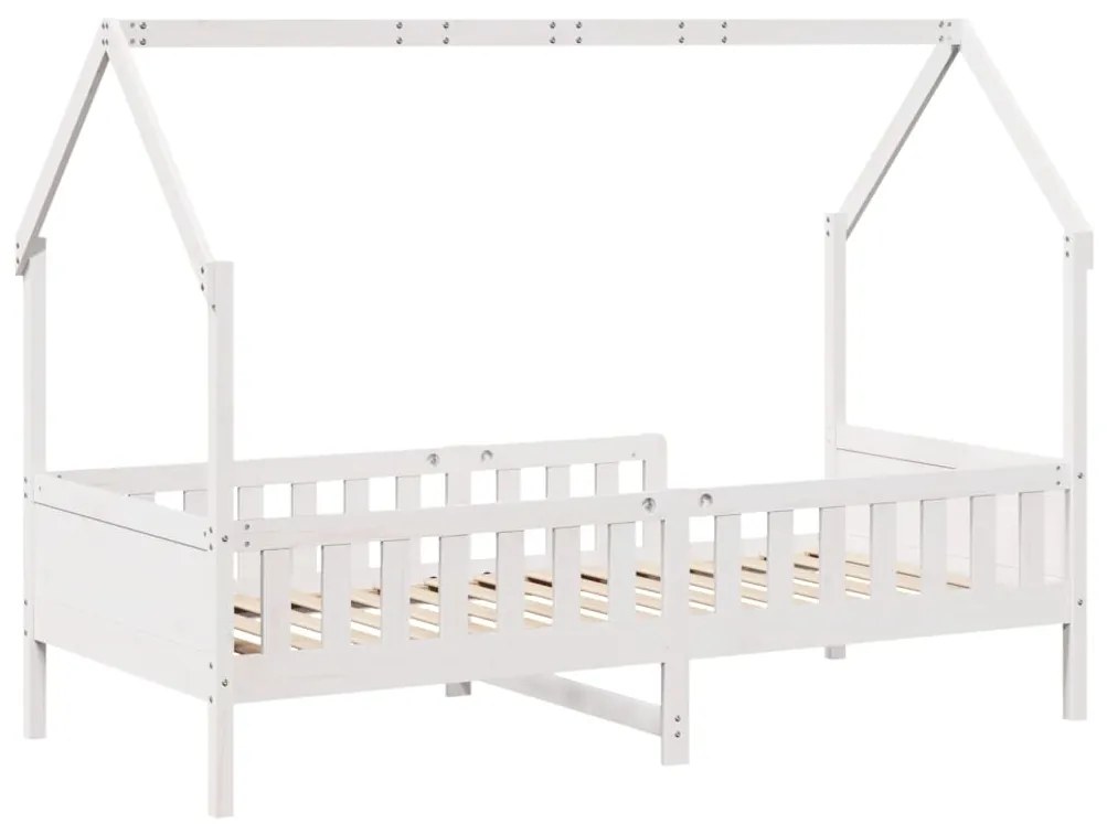 Cama infantil formato casa 80x200 cm pinho maciço branco