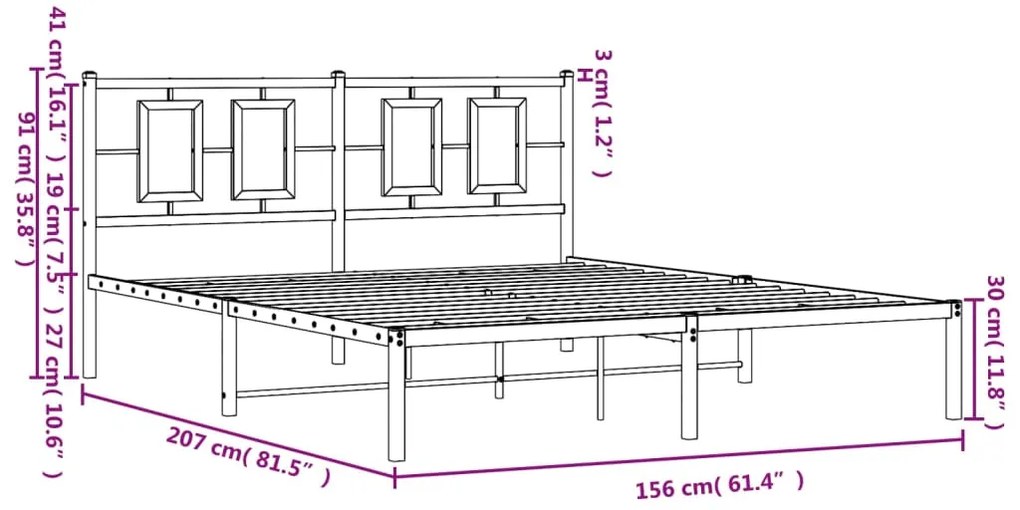 Estrutura de cama com cabeceira 150x200 cm metal branco