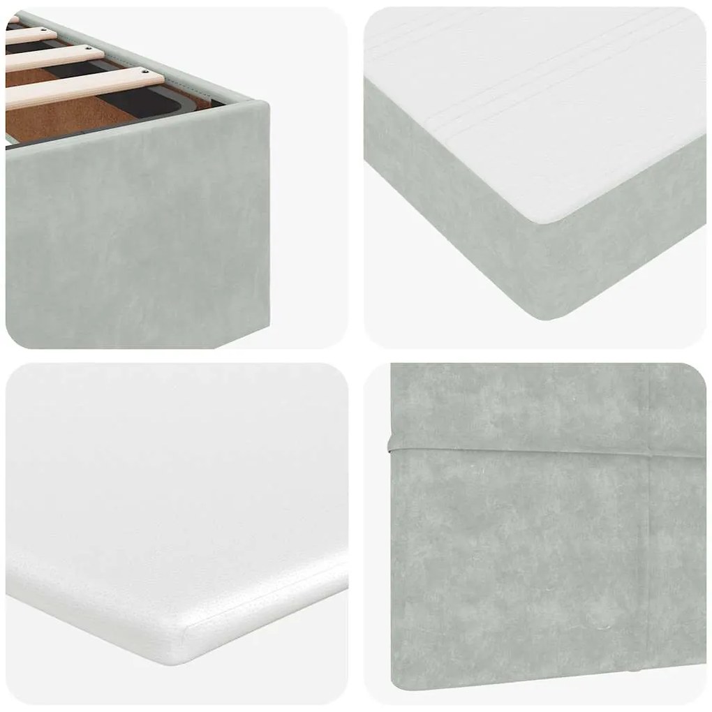 Estrutura de cama otomana com colchão cinza claro Veludo