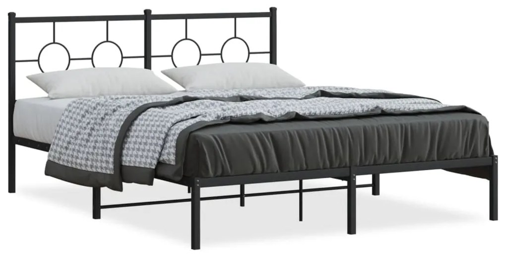 Estrutura de cama com cabeceira 160x200 cm metal preto