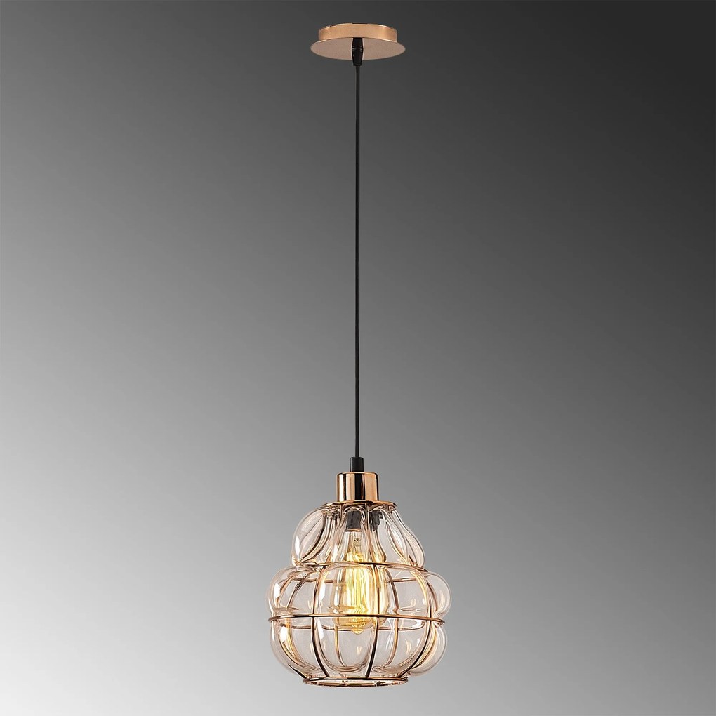 Candeeiro Suspenso Safderun – Cobre – Diâmetro 20 cm, Altura 111 cm
