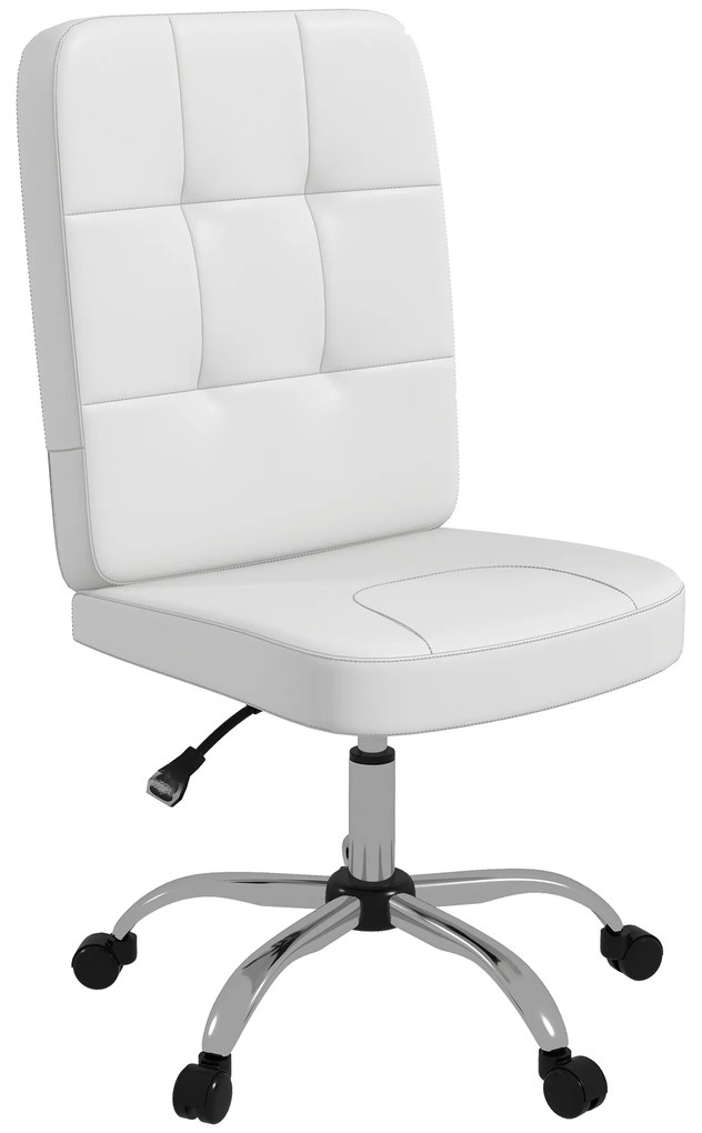 Vinsetto Cadeira de Escritório Cadeira Escritório Giratória Couro Sintético Branco Moderna Altura Ajustável 45x59x100 cm Carga 120 kg | Aosom Portugal