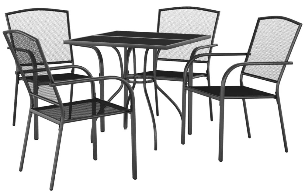 5 pcs conjunto de jantar para jardim aço antracite