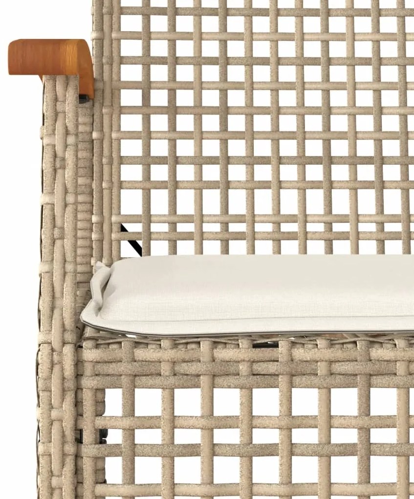 Conjunto de bistrô com almofadões 3 pcs vime PE e acácia bege