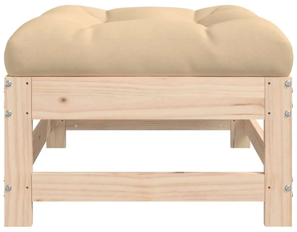 Apoios de pés p/ jardim c/ almofadões 2 pcs pinho maciço