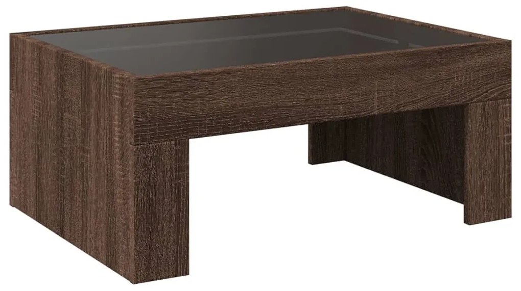 Mesa de centro luzes LED Infinity 70x50x30 cm carvalho castanho