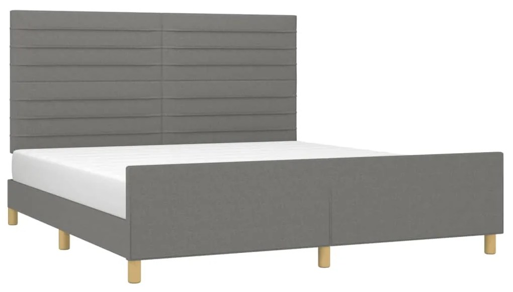 Estrutura de cama sem colchão 160x200 cm tecido cinzento-escuro
