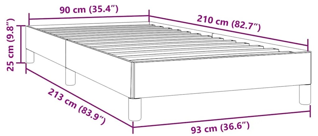 Estrutura de cama sem colchão 90x210 cm veludo cinzento-escuro