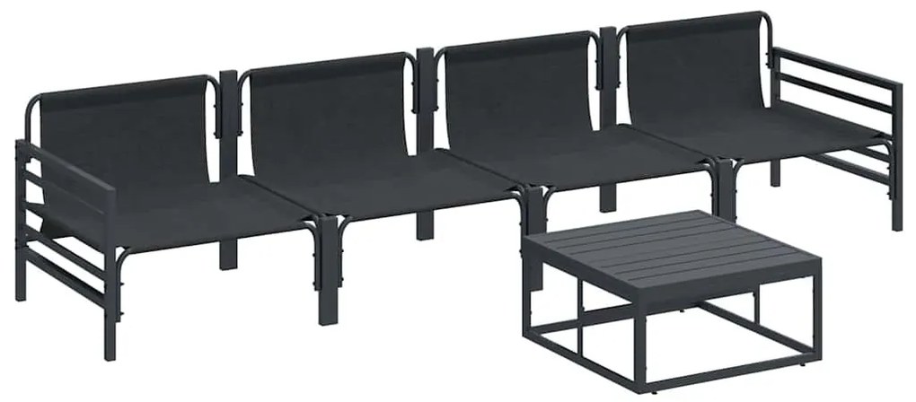 Conjunto de Sofá de Jardim 5 pcs Antracite Aço