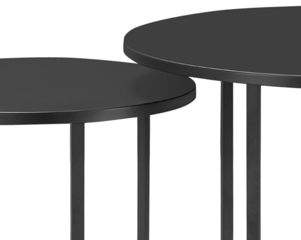 Outsunny Conjunto de 2 Mesas de Café Ø70x50 cm e Ø50x43 cm Mesas Auxiliares Redondas de Metal para Sala de Estar Dormitório Carga Máxima 25kg Preto