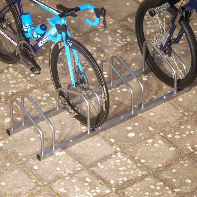 Suporte para bicicletas, 4 unidades, 120 x 32 x 27 cm prateado