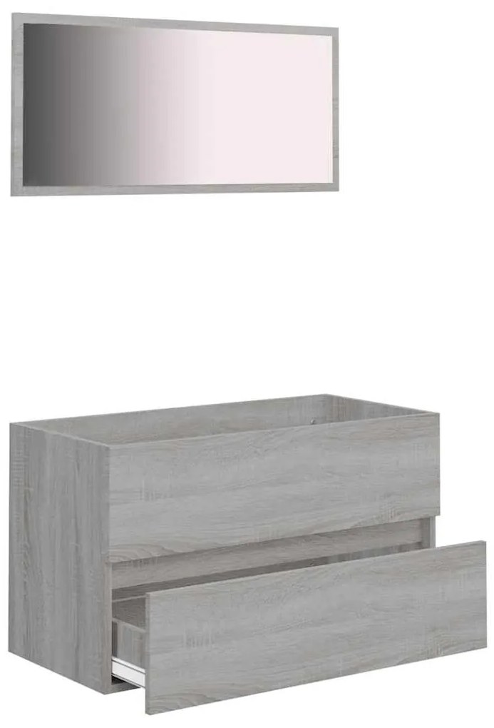 2 pcs conjunto móveis WC derivados de madeira sonoma cinza