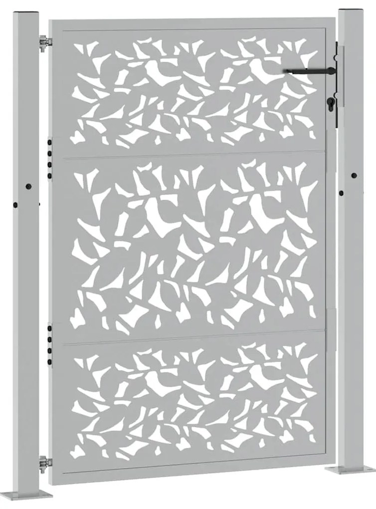 Portão de jardim 105x130 cm design de folha de aço resistente