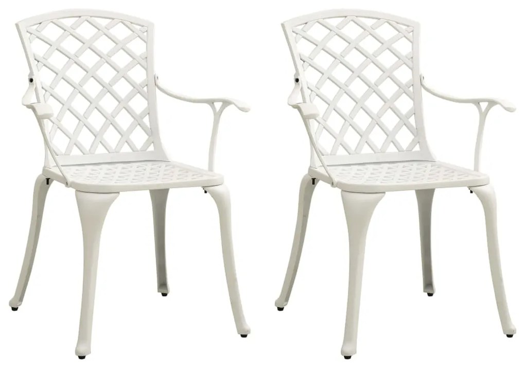 vidaXL Cadeiras de jardim 2 pcs alumínio fundido branco