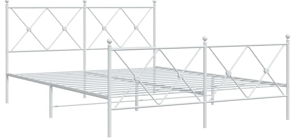 Estrutura de cama com cabeceira e pés 160x200 cm metal branco