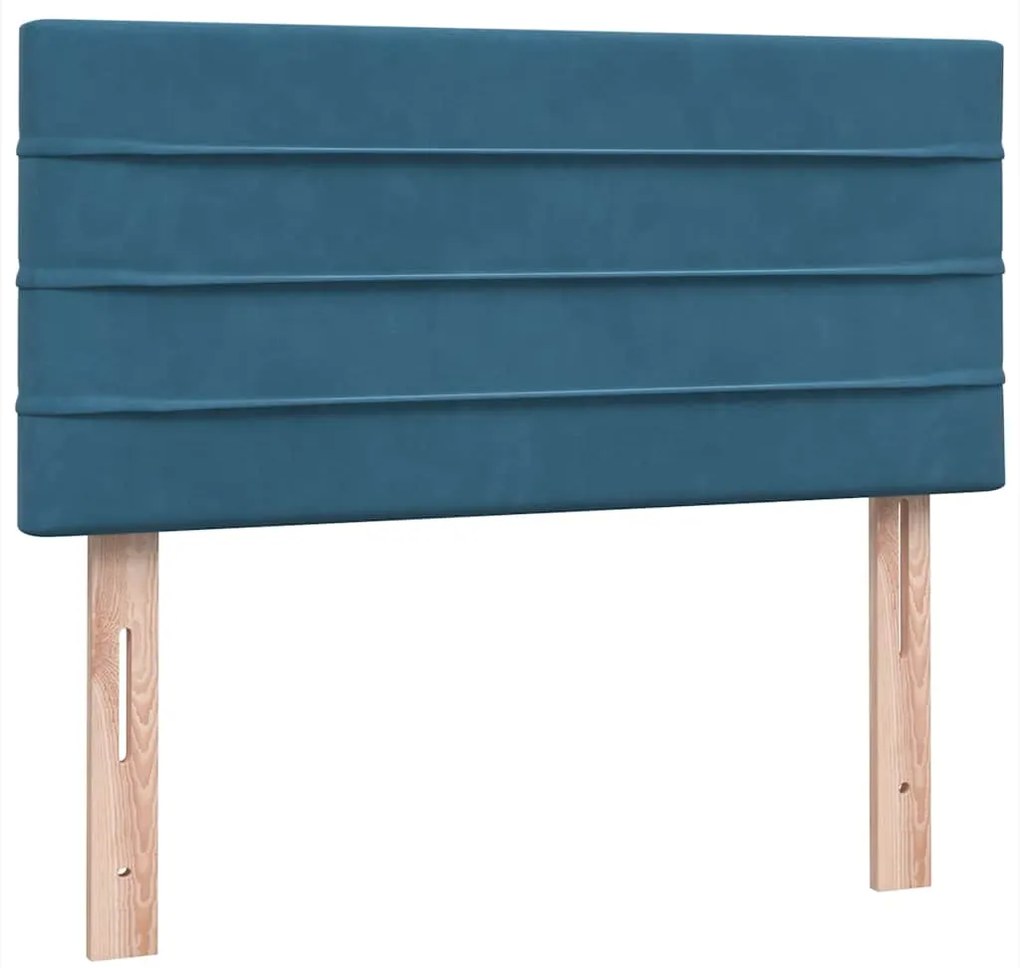 Cama com molas/colchão 90x220 cm veludo azul-escuro