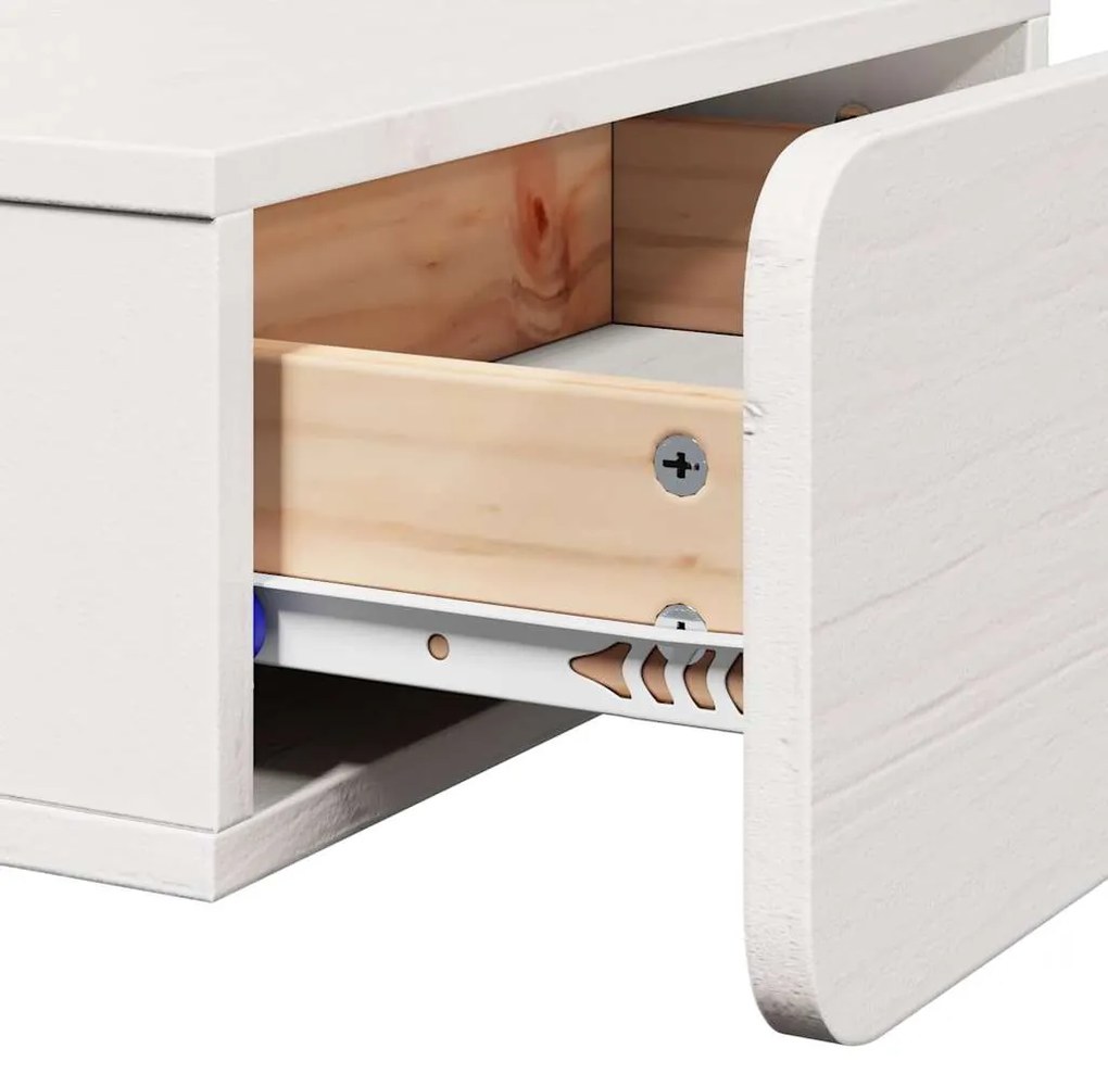 Mesa de Cabeceira Montada na Parede com gaveta 2 pcs Branco