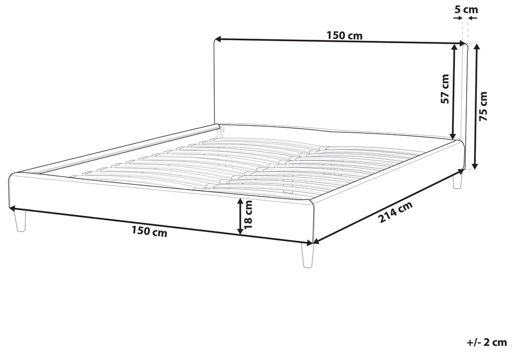 Capa em tecido cinzento claro 140 x 200 cm para cama FITOU	 Beliani