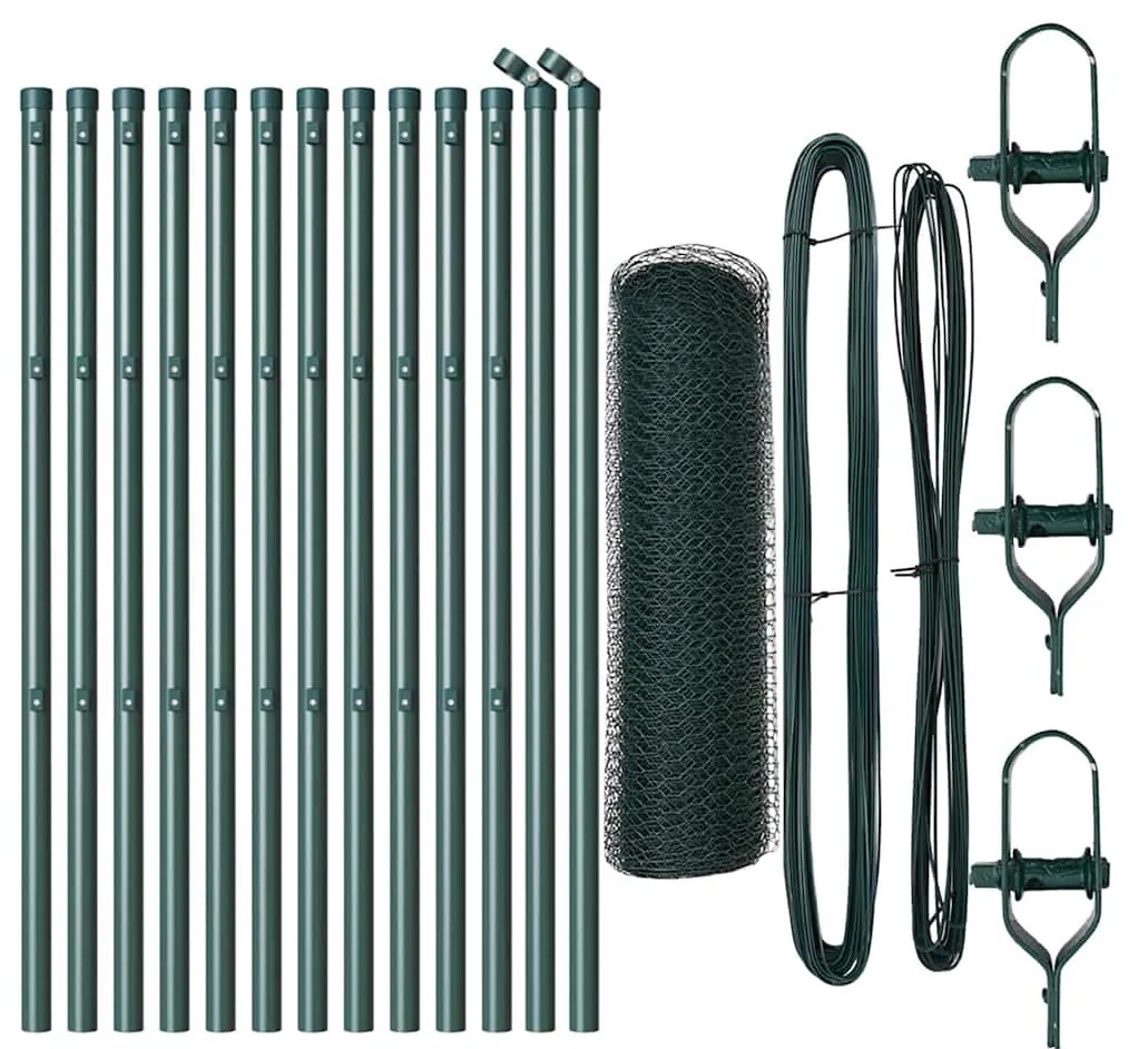 Cerca Hexagonal vidaXL Verde 0.4x25 m Aço